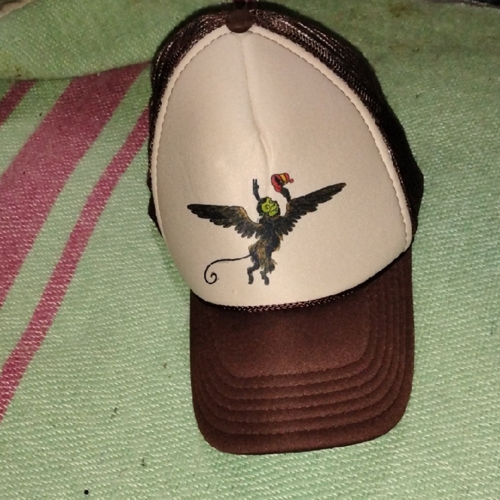 OTTO Brown and Cream Trucker Hat with Winged Monkey Design